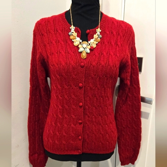 Vintage Eagles Eye Red Cable Knit Sweater - Picture 1 of 7